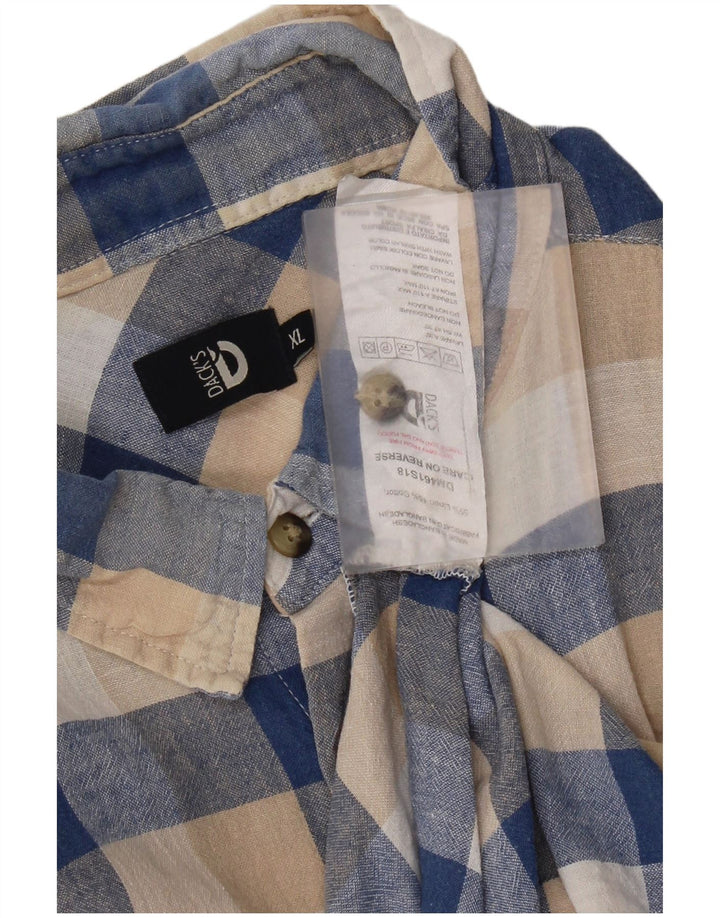Camisa masculina de manga curta Dack's XL bege Gingham Linen