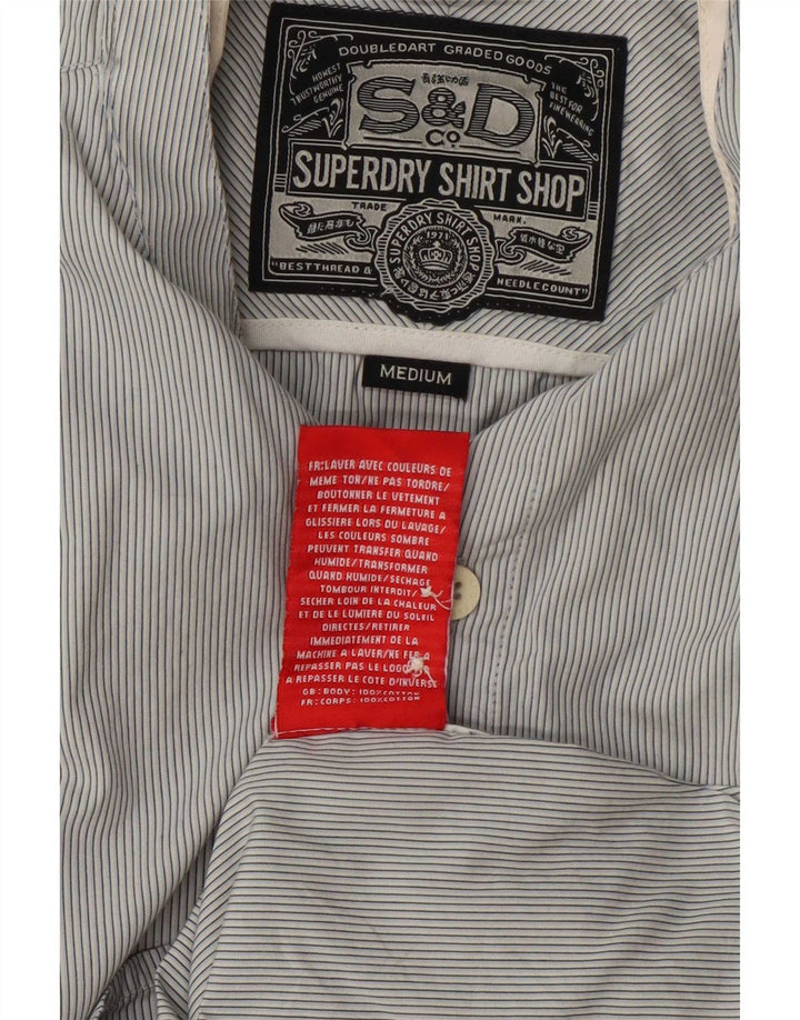 Camisa masculina Superdry cinza médio listrado algodão