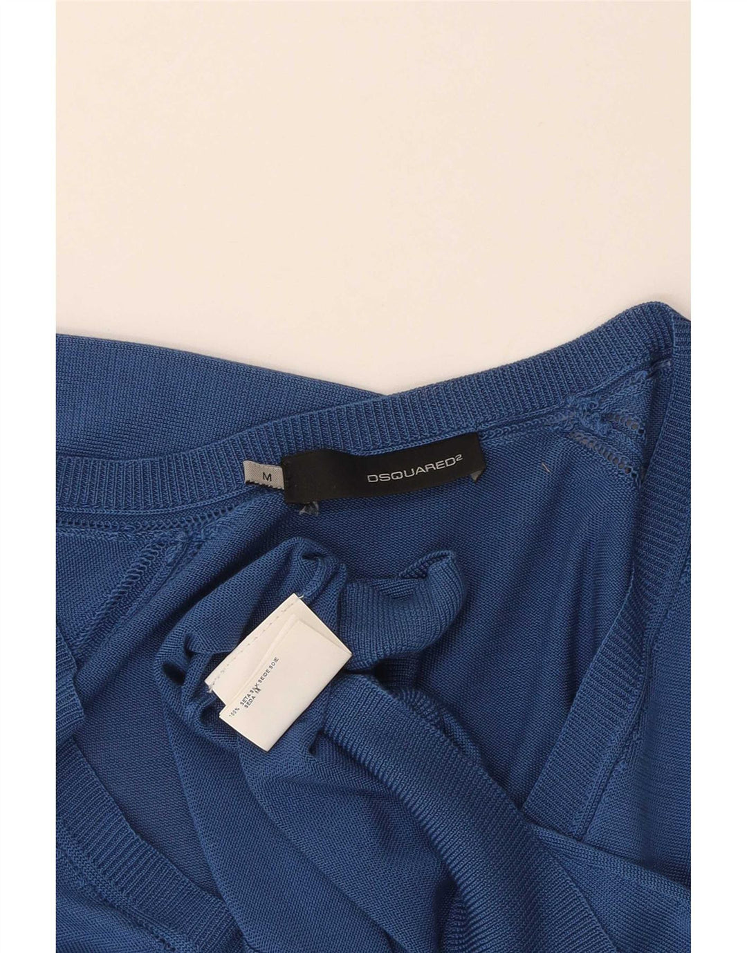 Suéter feminino Dsquared2 com decote em V Reino Unido 12 seda azul médio