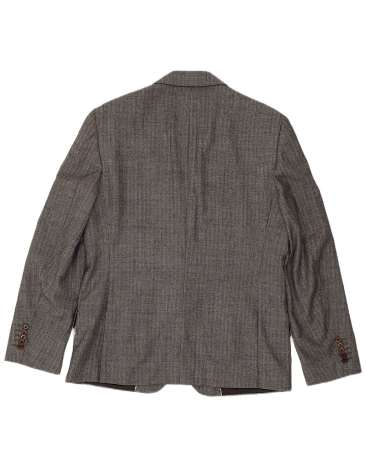 Jaqueta blazer masculina de 2 botões Paul Smith Reino Unido 40 lã listrada cinza grande