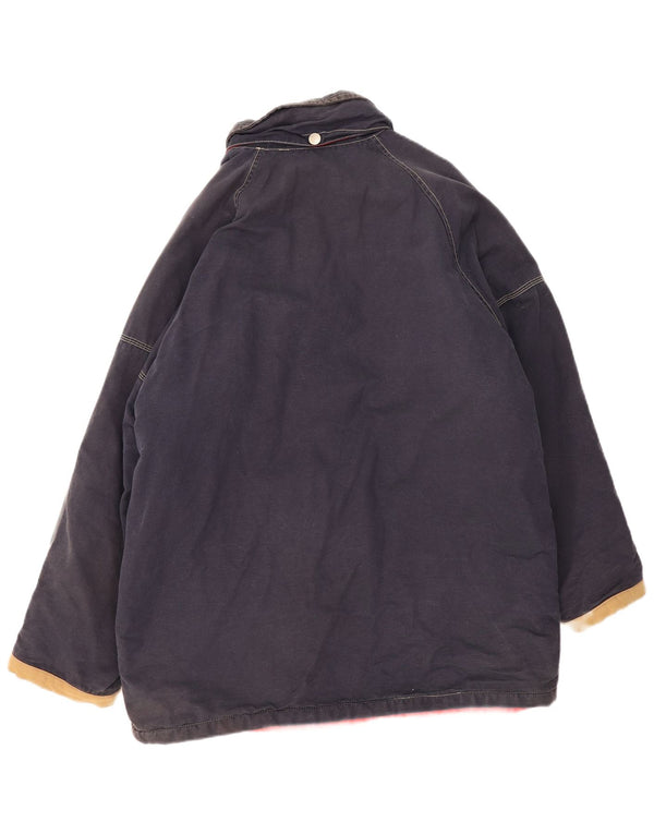 Jaqueta corta-vento masculina vintage UK 44 2XL azul marinho