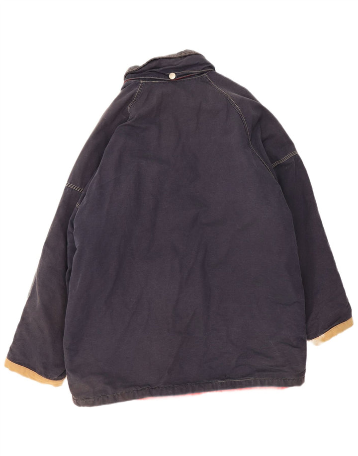 Jaqueta corta-vento masculina vintage UK 44 2XL azul marinho