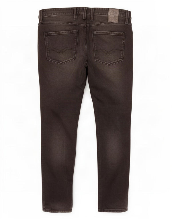 Replay Mens Anbass Slim Jeans W34 L32 Algodão Preto