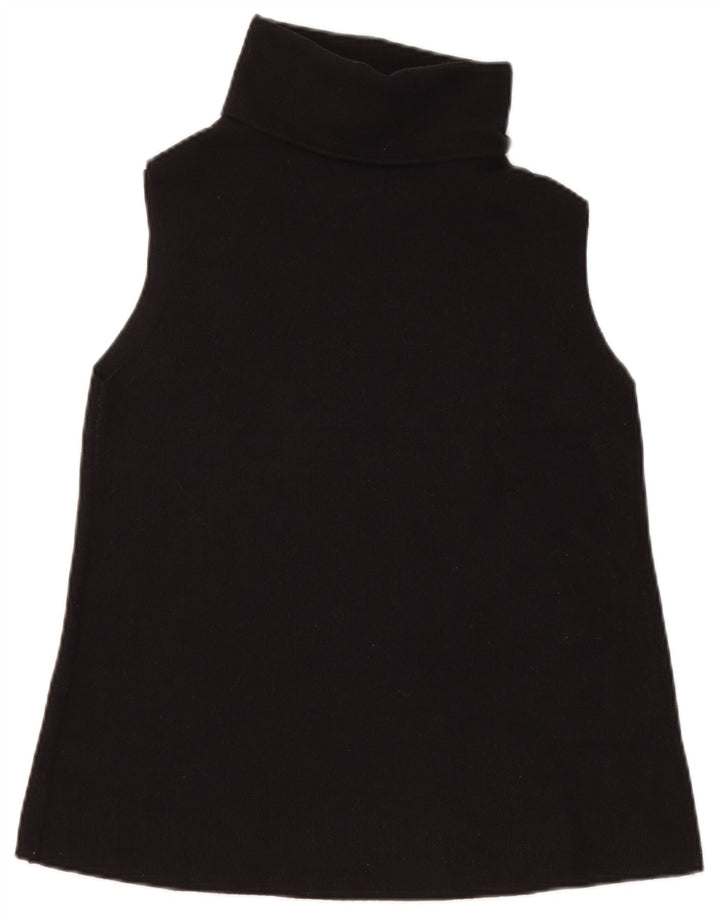Zara Womens Vest Tank Top UK 12 Médio Algodão Preto