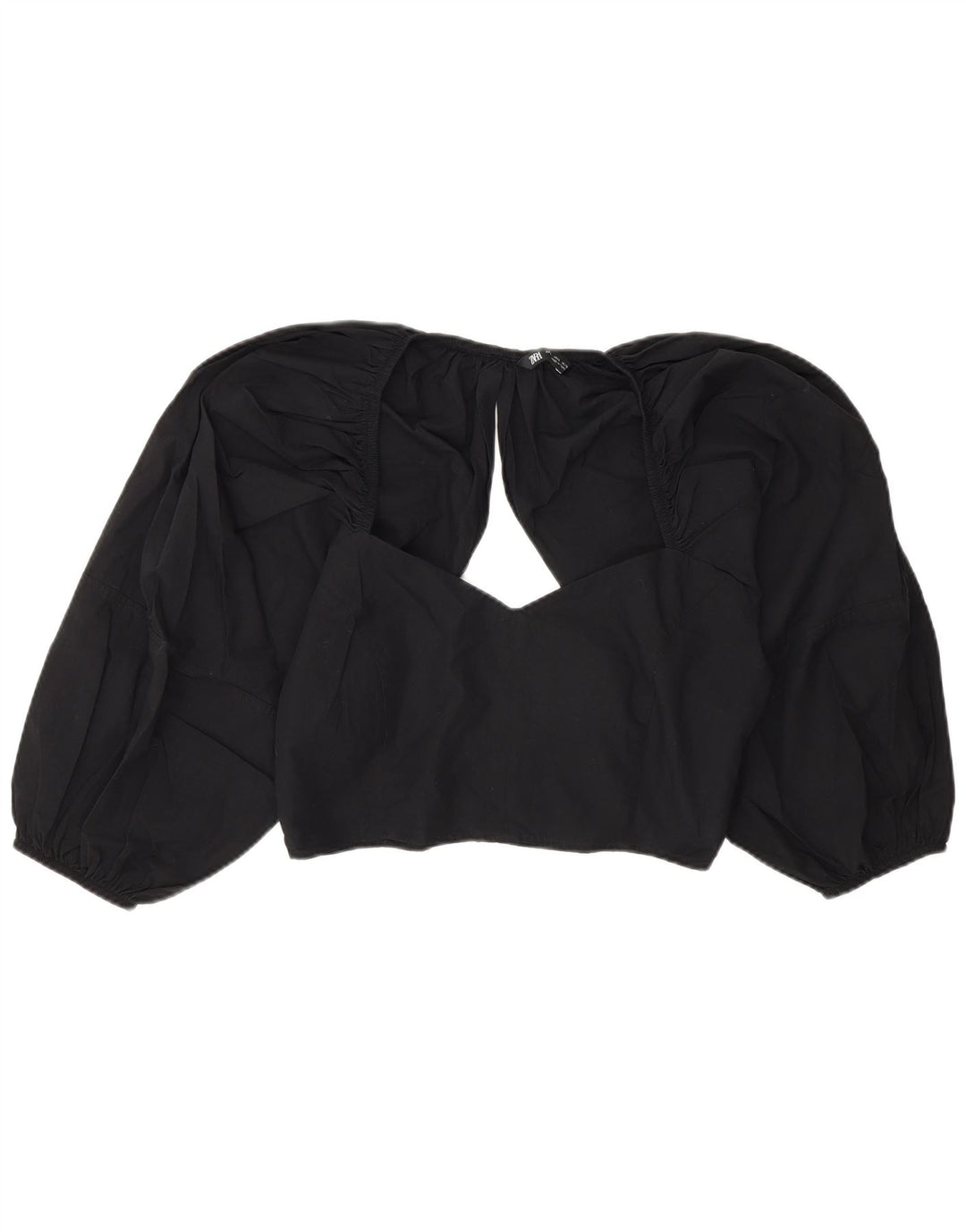 Zara Blusa Crop Feminina Top Reino Unido 14 Grande Preto
