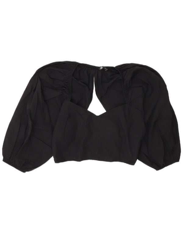 Zara Blusa Crop Feminina Top Reino Unido 14 Grande Preto