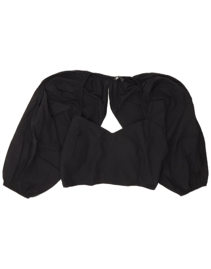 Zara Blusa Crop Feminina Top Reino Unido 14 Grande Preto