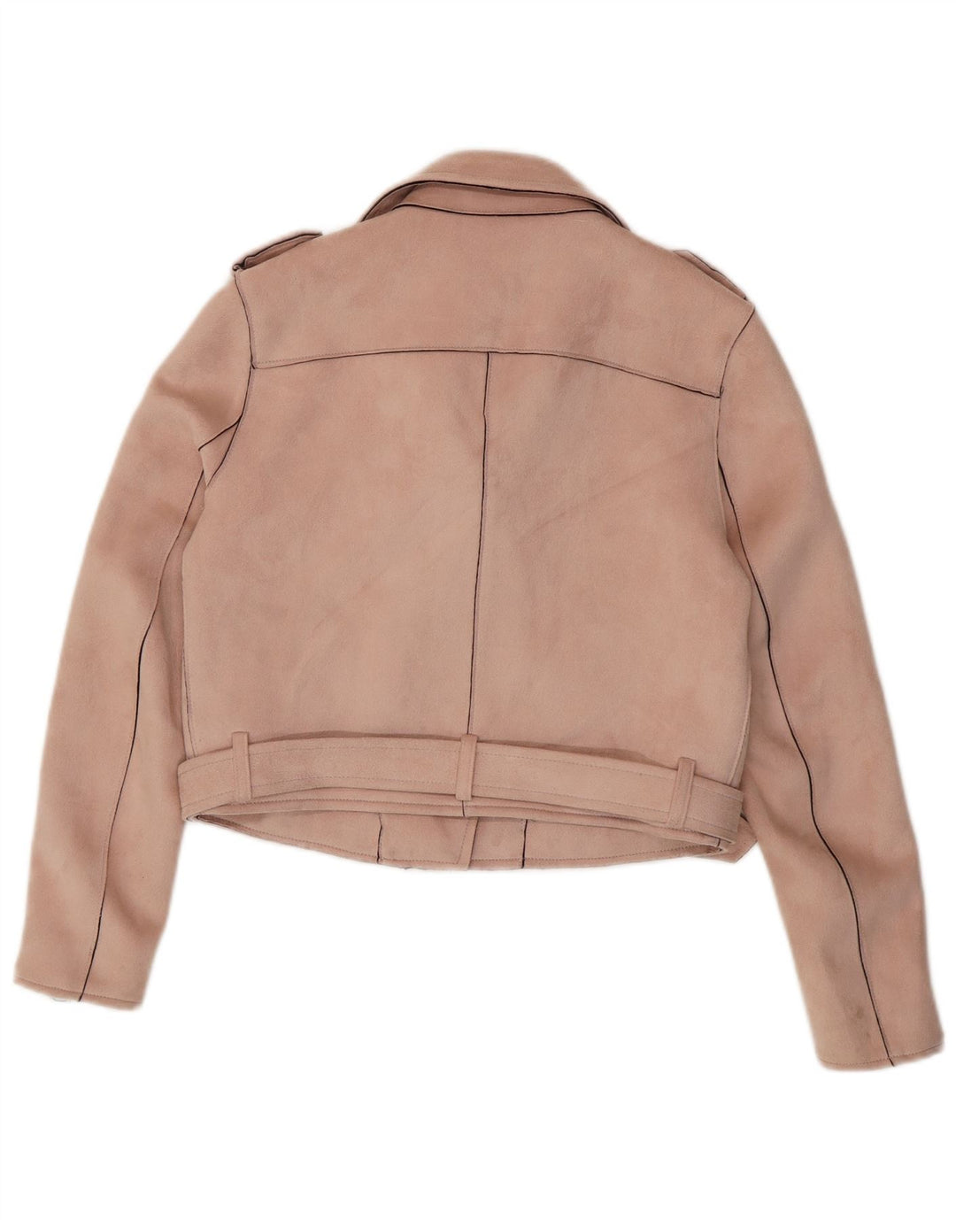 Jaqueta feminina ZARA Crop Biker UK 12 poliéster rosa médio