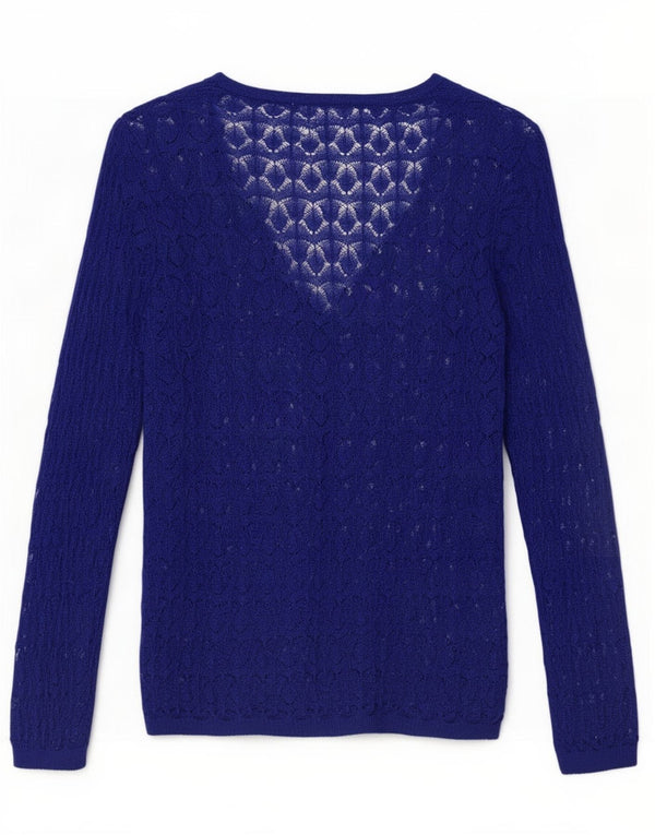 Suéter cardigã feminino Zara manga 3/4 oversized Reino Unido 10 pequeno azul acrílico