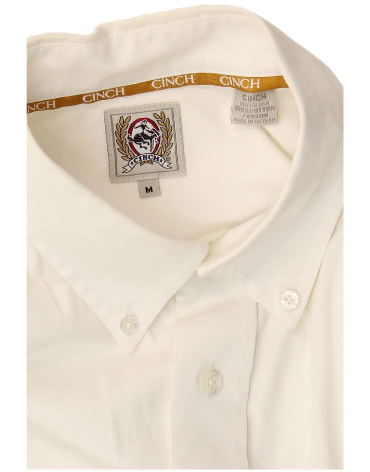 Camisa masculina VINTAGE de algodão branco médio