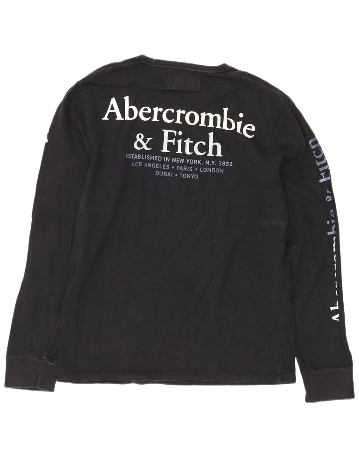 Top gráfico masculino Abercrombie & Fitch de manga comprida de algodão preto médio