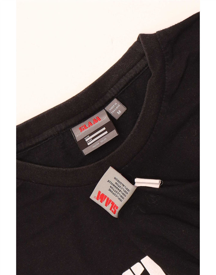 Camiseta gráfica masculina Slam Top médio algodão preto