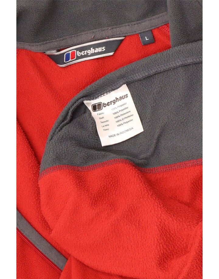 Berghaus Suéter masculino de lã com zíper e gola grande em poliéster vermelho colorblock