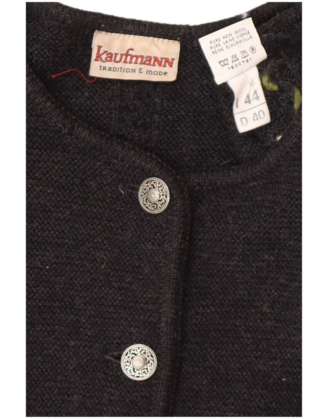 Suéter cardigã feminino KAUFMANN IT 44 lã floral cinza médio