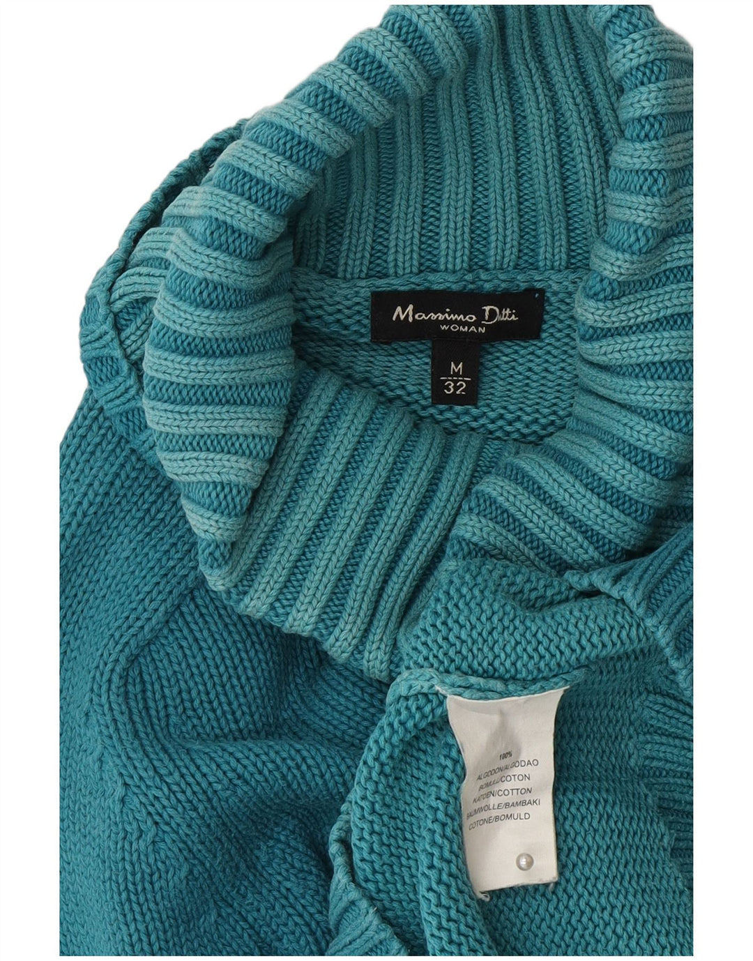 Suéter feminino Massimo Dutti com gola redonda Reino Unido 12 algodão azul médio