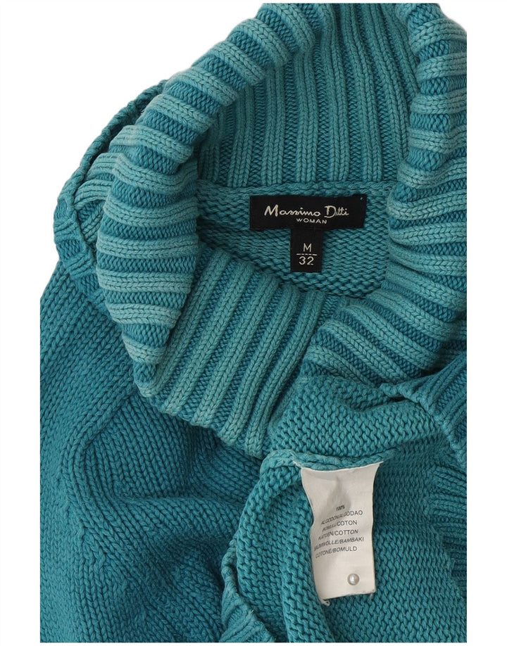 Suéter feminino Massimo Dutti com gola redonda Reino Unido 12 algodão azul médio