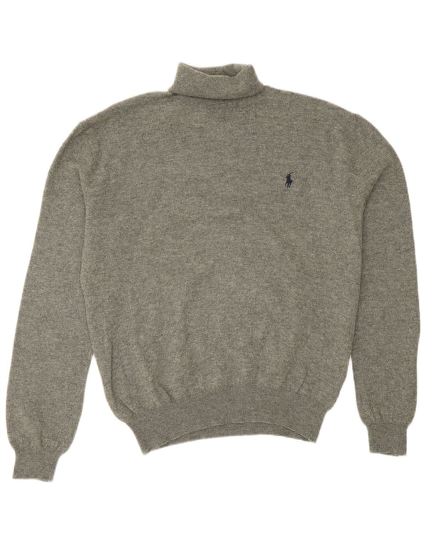 Suéter masculino Polo Ralph Lauren com gola redonda e lã cinza médio