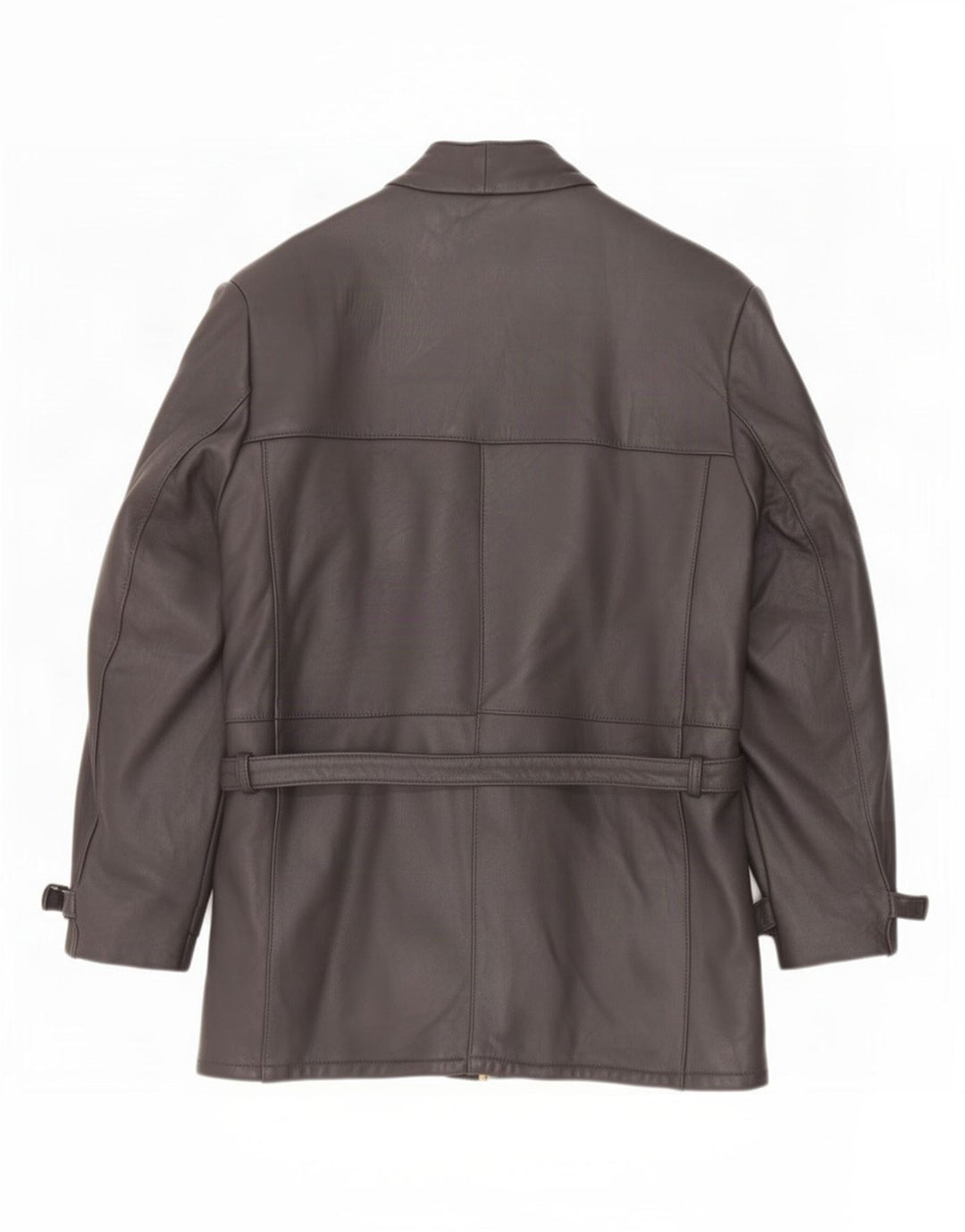 Casaco de couro feminino vintage UK 12 cinza médio