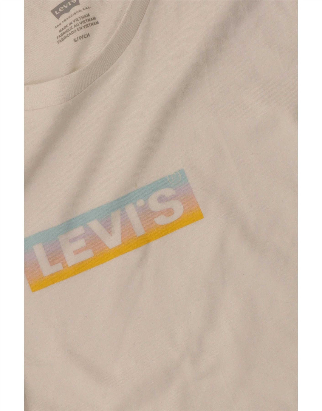 Camiseta feminina gráfica Levi's UK 8 pequena algodão branco