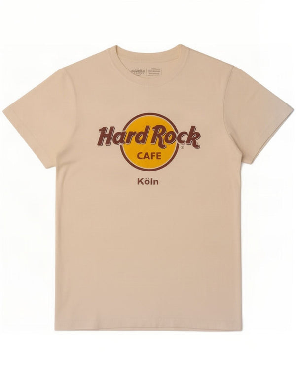 Camiseta masculina Hard Rock Koln Graphic Top Pequeno Algodão Branco
