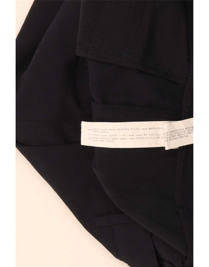 Zara Calça feminina reta de terno médio W30 L30 azul marinho poliéster