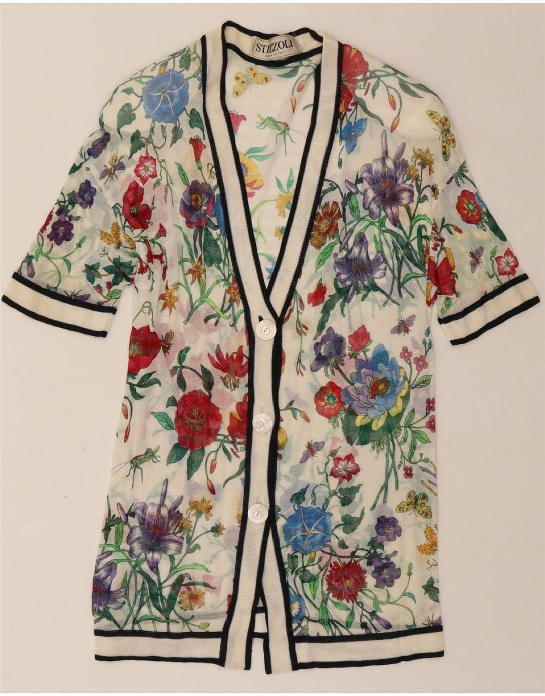STIZZOLI Womens Longline Cardigan Sweater UK 12 Medium Multicoloured Vintage STIZZOLI and Second-Hand STIZZOLI from Messina Hembry 