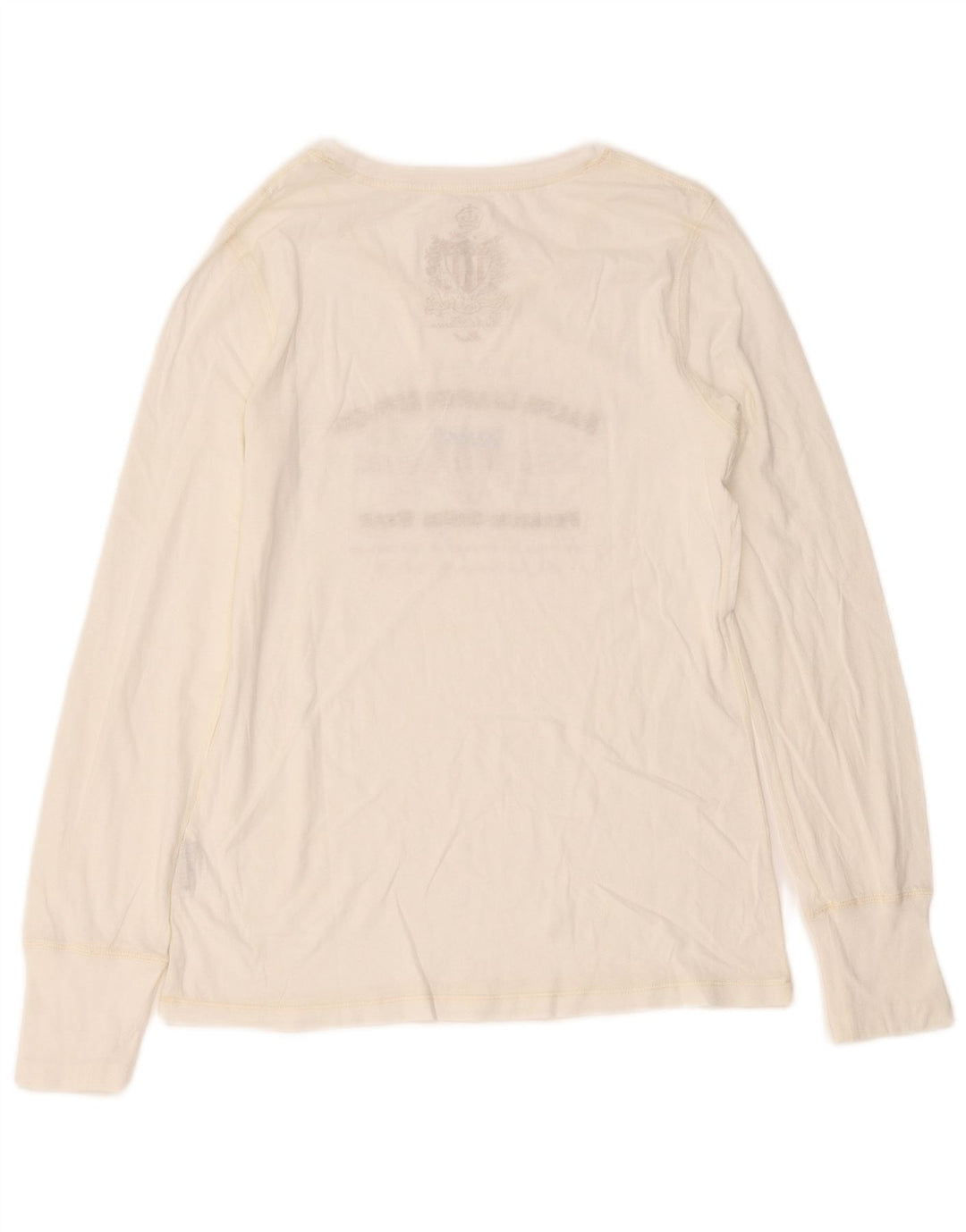 Ralph Lauren Top gráfico feminino manga comprida Reino Unido 8 pequeno branco
