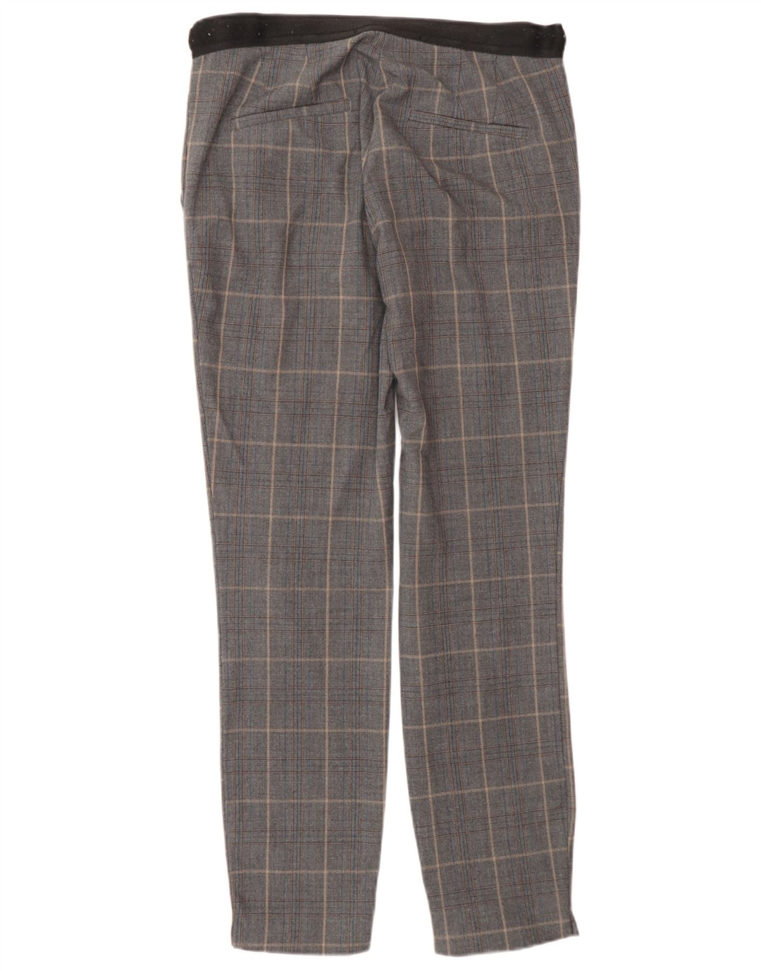 Calça feminina Zara Slim Suit XS W24 L27 cinza xadrez poliéster