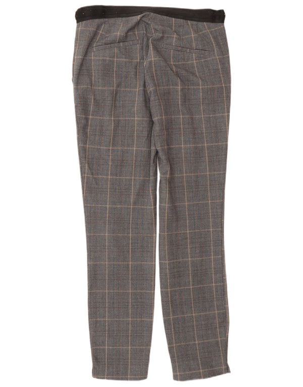 Calça feminina Zara Slim Suit XS W24 L27 cinza xadrez poliéster