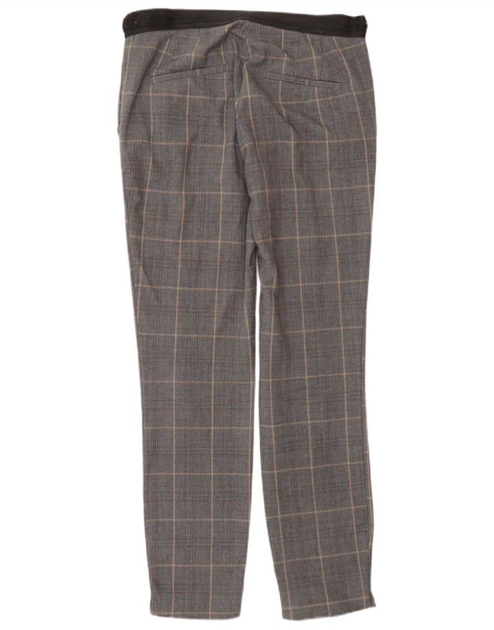 Calça feminina Zara Slim Suit XS W24 L27 cinza xadrez poliéster