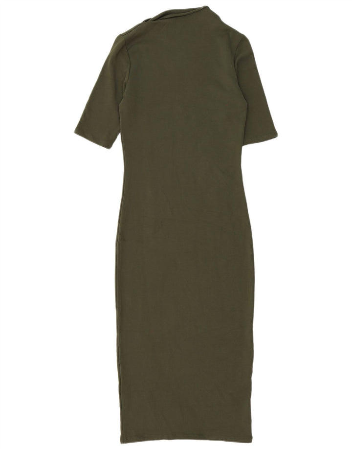 Vestido bodycon feminino Zara Reino Unido 10 pequeno cáqui