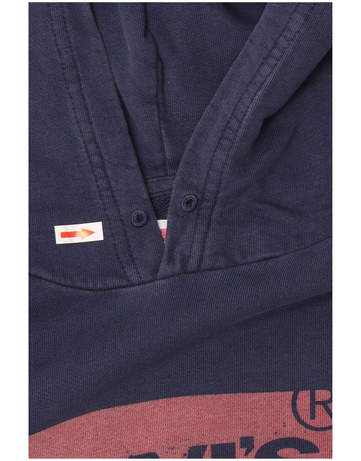 Suéter com capuz gráfico masculino Levi's médio azul marinho algodão