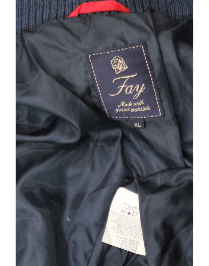 Jaqueta acolchoada masculina Fay UK 42 XL poliéster azul marinho