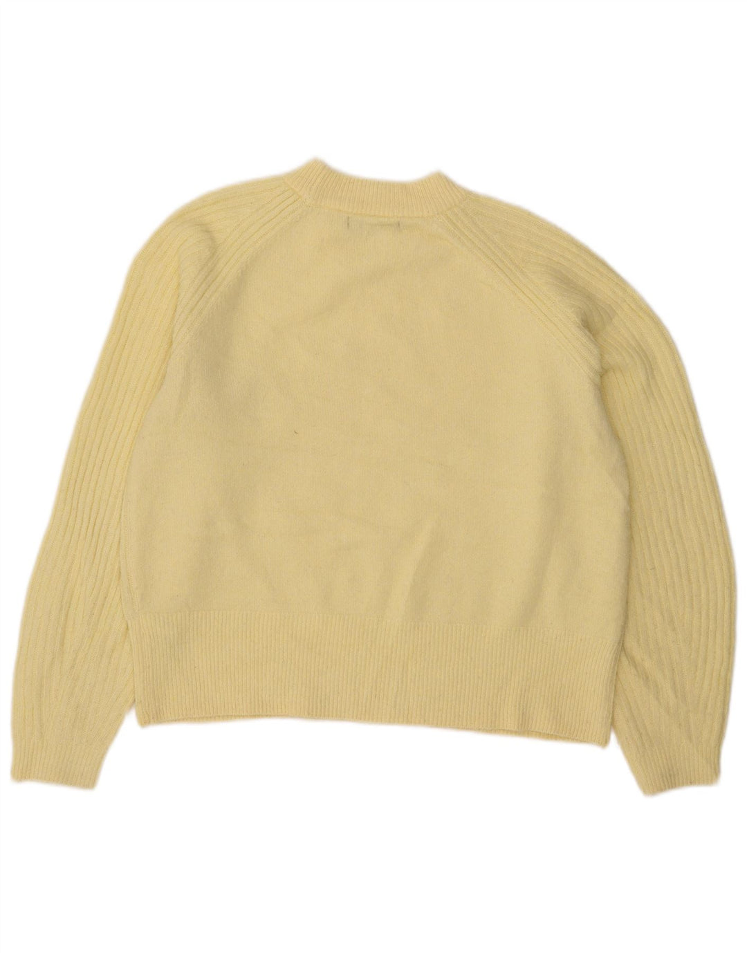 Suéter feminino Marks & Spencer com gola redonda Reino Unido 14 acrílico amarelo médio