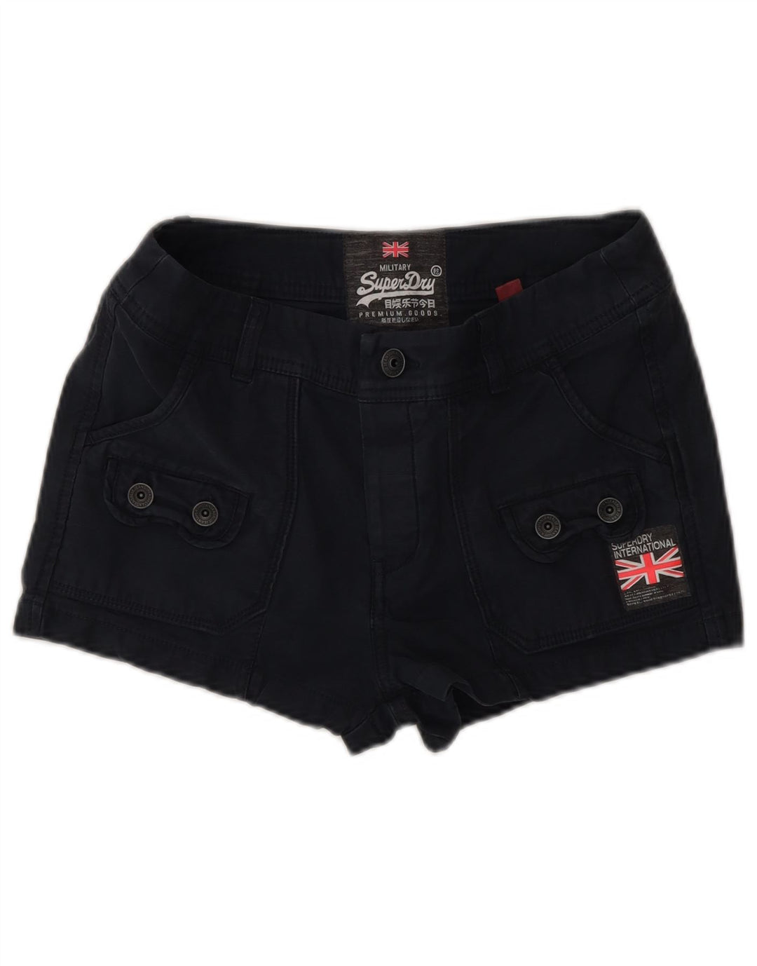 Shorts cargo feminino Superdry XS W28 algodão preto