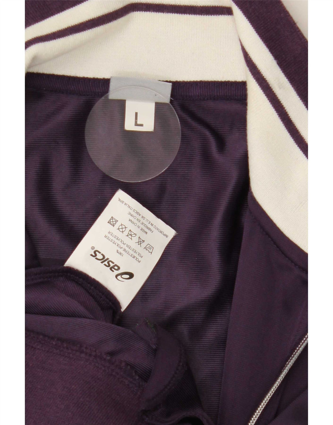 Asics Womens Tracksuit Top Jacket UK 14 Grande Roxo Colourblock Poliéster