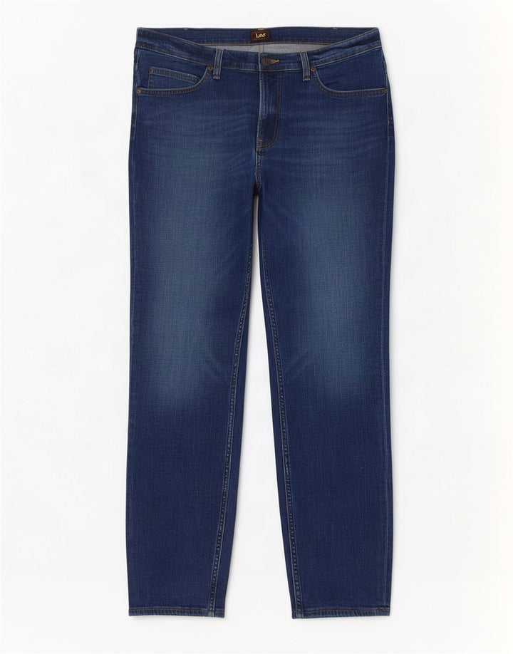 Lee Mens Rider Slim Jeans W34 L30 Azul Algodão
