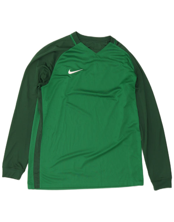 Nike Mens Dri Fit Top Manga Longa XL Verde Colourblock