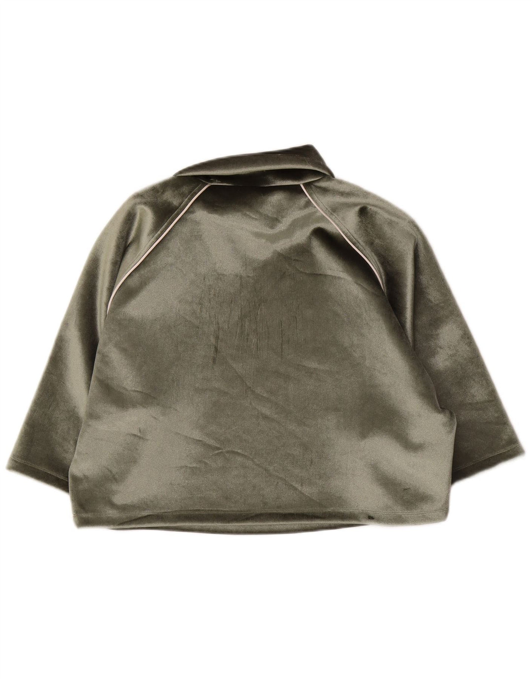 Adidas feminino oversized veludo top manga 3/4 Reino Unido 8 pequeno verde poliéster