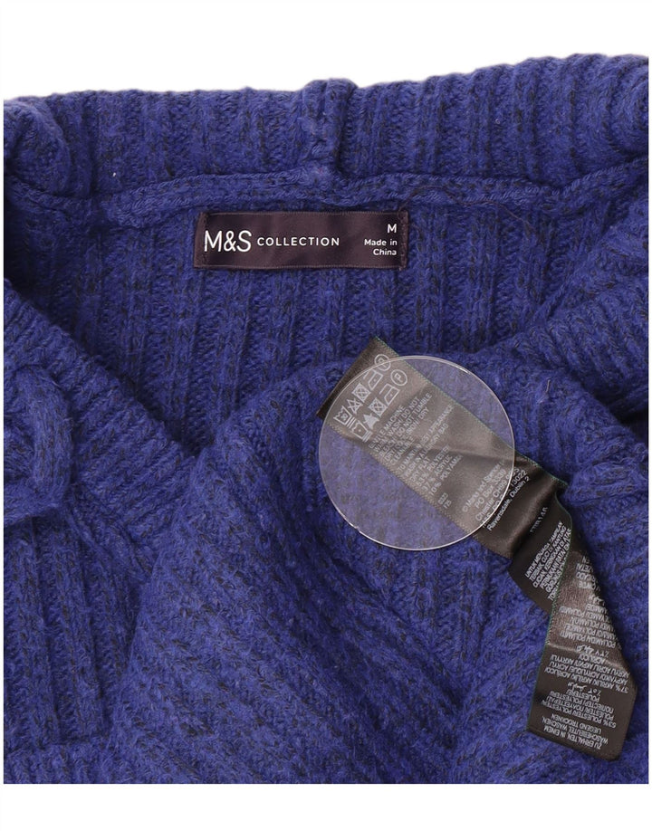Suéter feminino com capuz Marks & Spencer UK 14 médio azul manchado