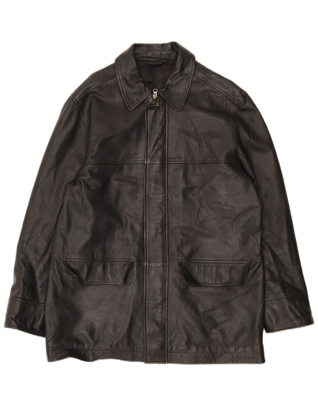 Jaqueta de couro masculina Marks & Spencer UK 38 couro preto médio