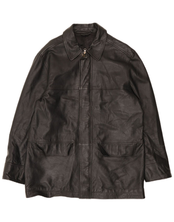 Jaqueta de couro masculina Marks & Spencer UK 38 couro preto médio