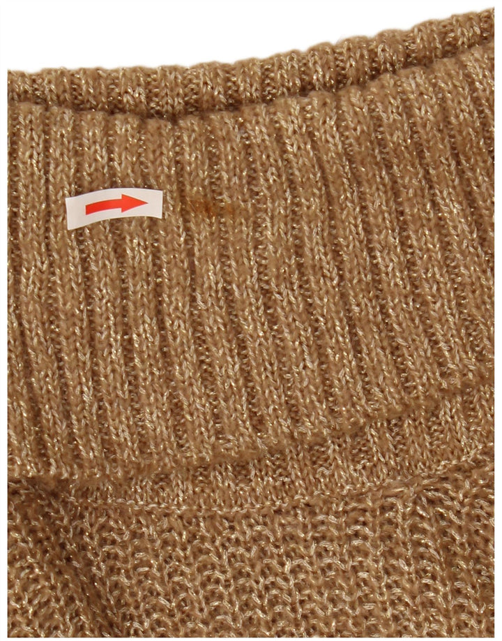 Suéter feminino Massimo Dutti com gola redonda Reino Unido 10 pequeno bege manchado