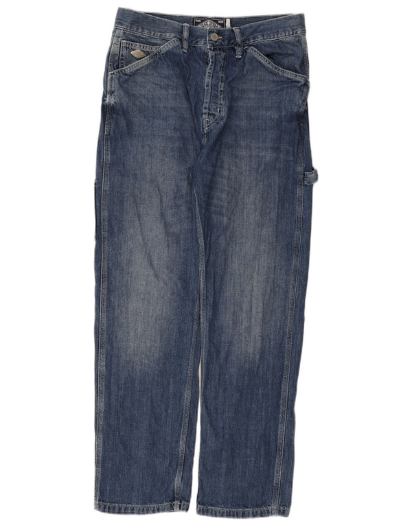 Superdry Mens Cargo Straight Jeans W31 L32 Azul Algodão