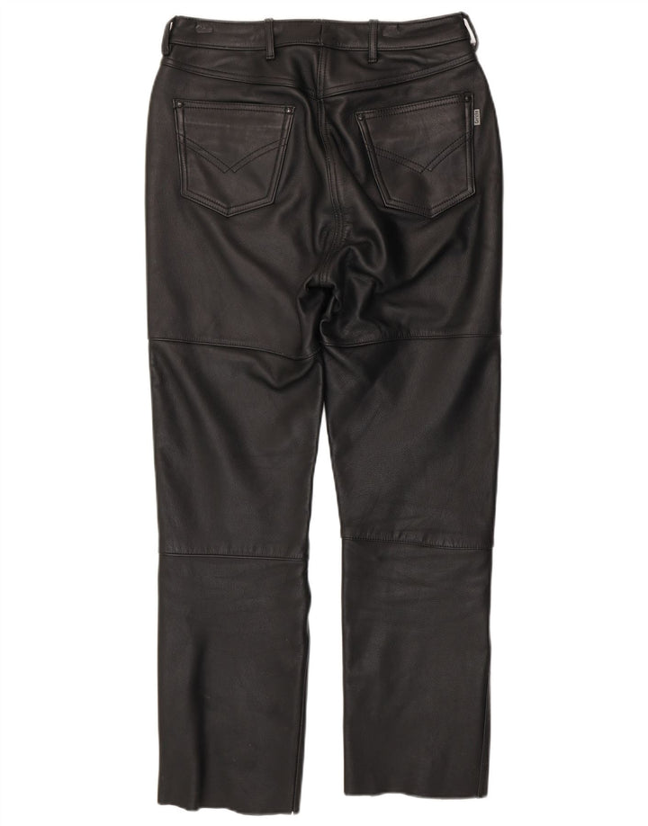 Calça feminina de couro Hein Gericke EU 40 médio W30 L29 couro preto