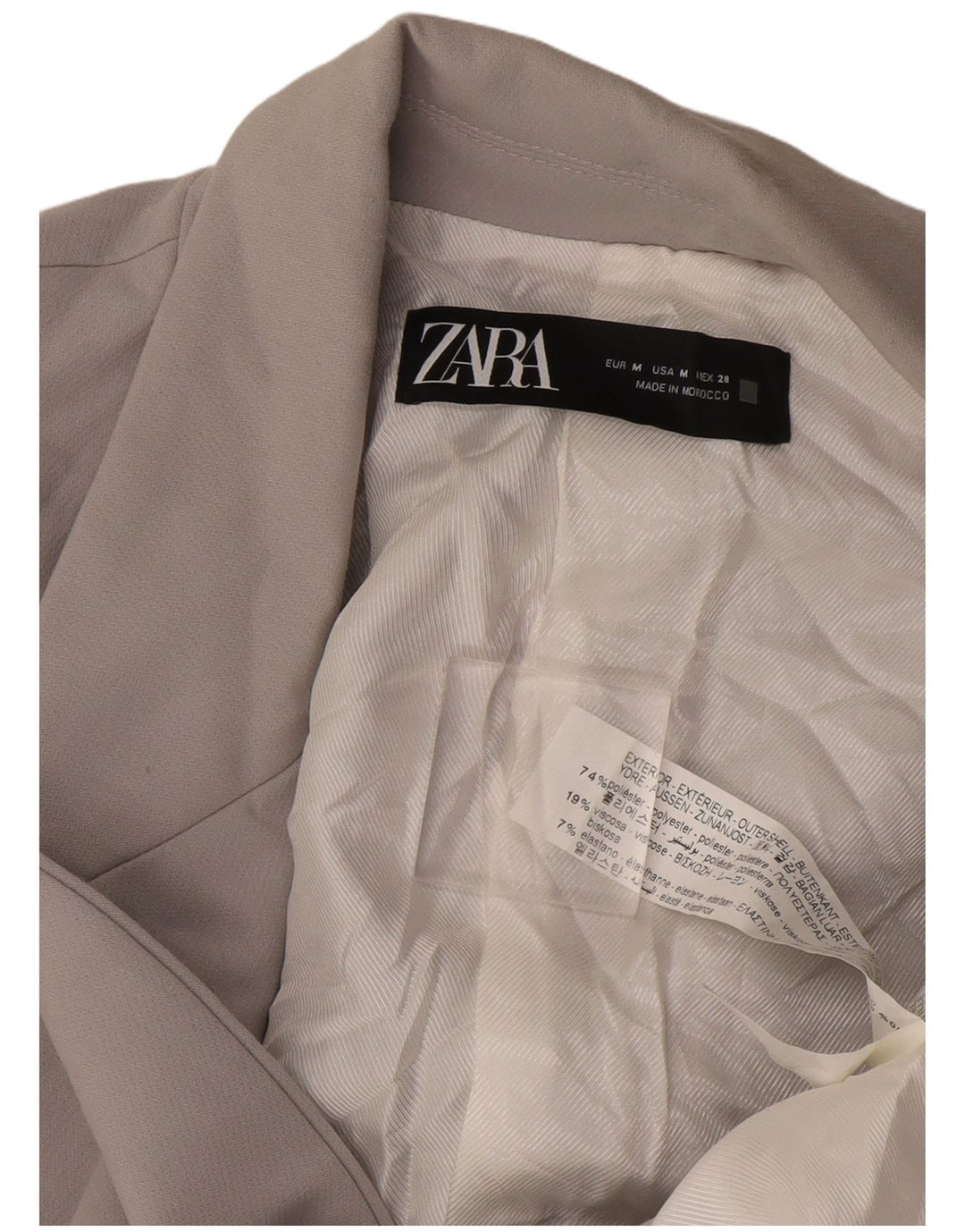 Jaqueta blazer feminina Zara com 1 botão Reino Unido 14 poliéster cinza médio