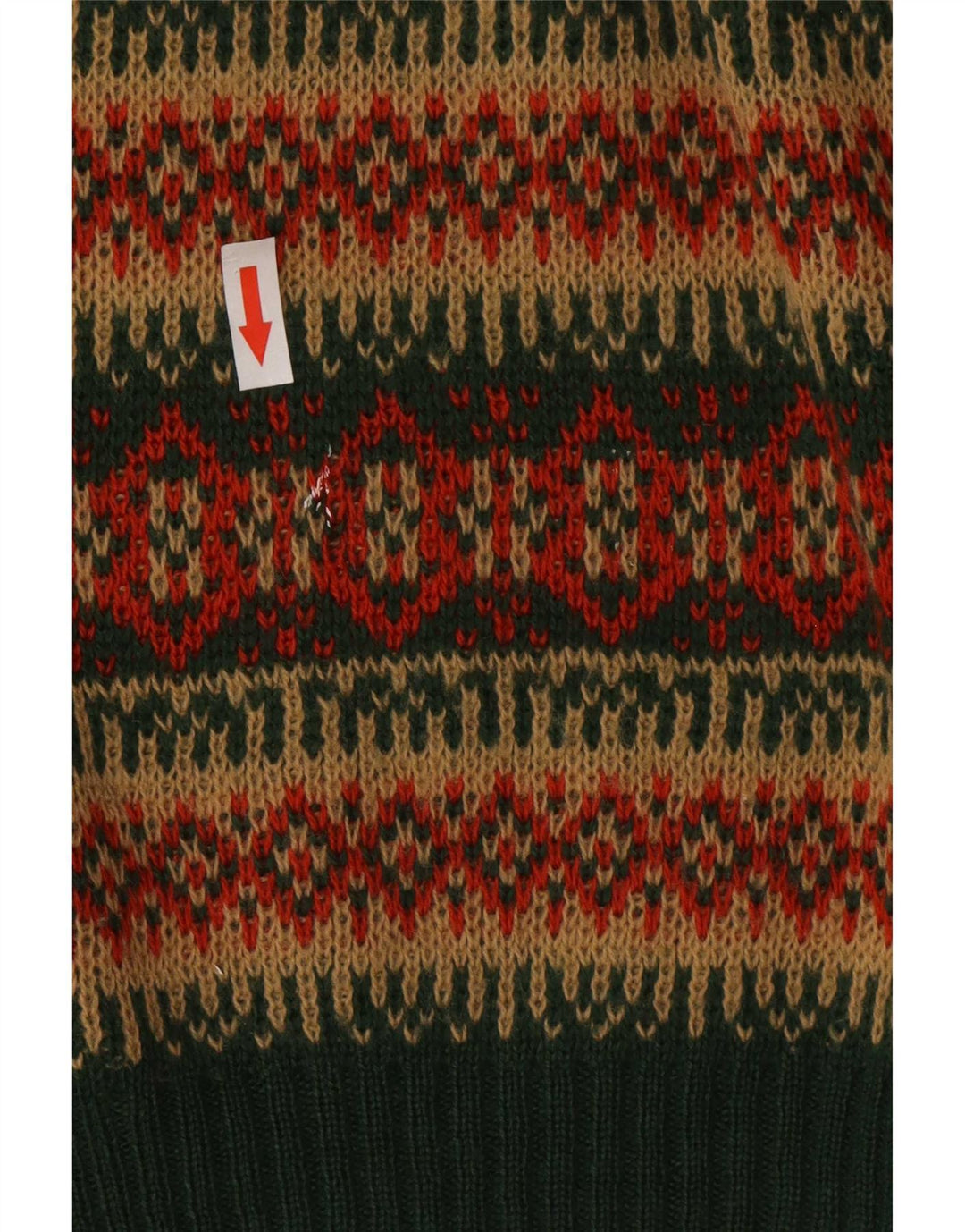 Suéter masculino vintage com decote em V de lã listrada verde médio