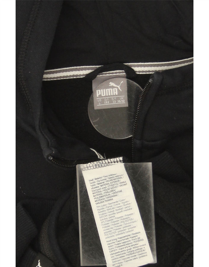 PUMA Boys Graphic Zip Hoodie Sweater 11-12 Years Black Cotton Vintage Puma and Second-Hand Puma from Messina Hembry 