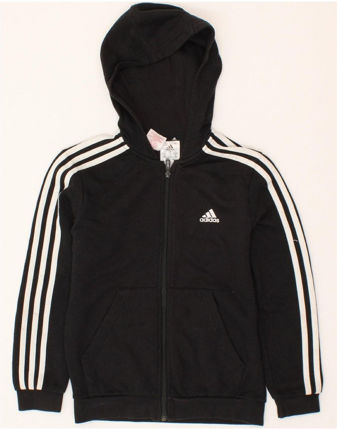 ADIDAS Boys Zip Hoodie Sweater 9-10 Years Black Cotton Vintage Adidas and Second-Hand Adidas from Messina Hembry 