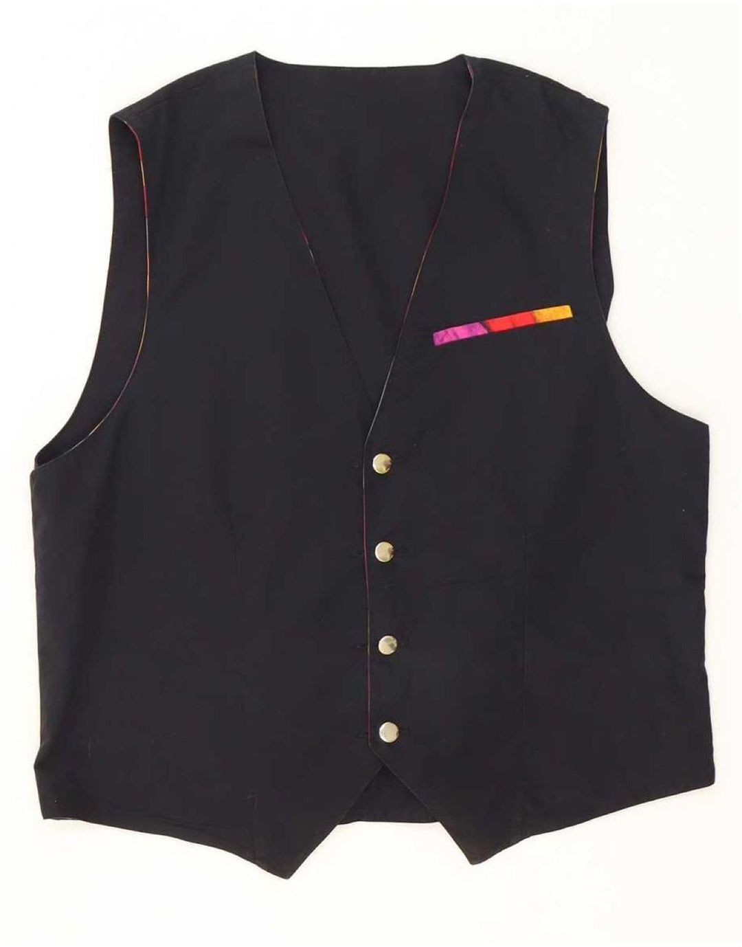 Colete reversível masculino vintage médio multicolorido geométrico